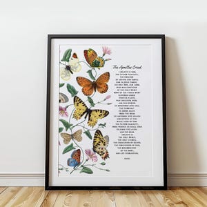 Apostles Creed Vintage Butterfly Print: Christian Wall Art (Digital Download)