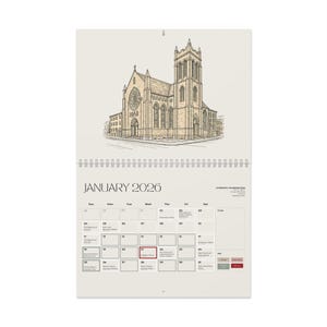 Calendario liturgico da parete 2026 / Guida all'anno liturgico cristiano / Agenda cattolica, anglicana e luterana / Calendario minimalista