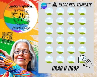 Plantilla de marcos CANVA para carretes de insignias con función de arrastrar y soltar