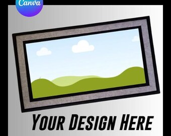 Maqueta de felpudo con marcos CANVA, plantilla de arrastrar y soltar