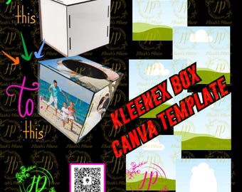 Plantilla de marco CANVA para caja de pañuelos de papel MDF de sublimación con función de arrastrar y soltar