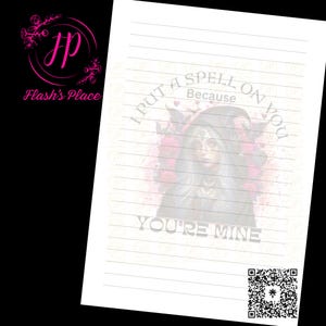 I Put A Spell On You Because You&#39;re Mine Printable Stationary DIGITAL DOWNLOAD witch pagan