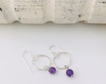 Amethyst Earrings , Sterling silver Earrings , February Birthstone Earrings , Gift for Her