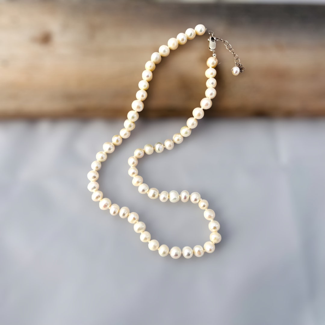 Hand Knotted Freshwater Pearl Necklace , Classic Necklace , Gift for ...