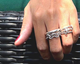 stacking sterling silver chain ring