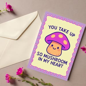 Paquete de 5 tarjetas de amor con forma de hongo, tarjetas de agradecimiento, tarjetas con mensajes de amor, tarjetas de San Valentín, tarjetas de amistad.