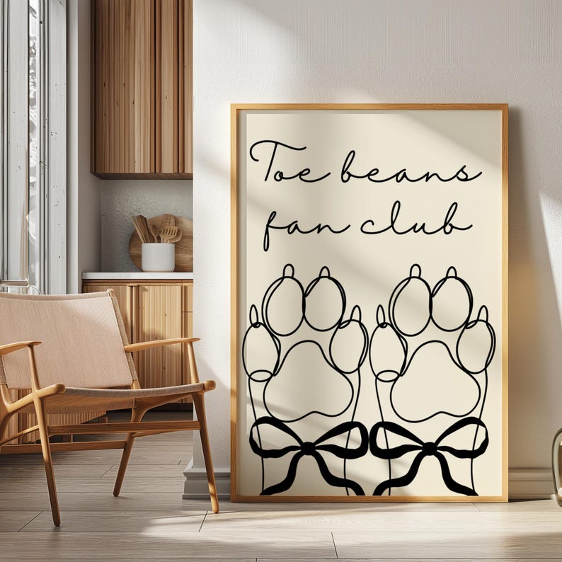 Minimalist Paw Print Line Art: Dog Lover Wall Decor image 1