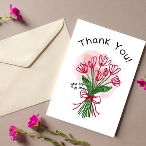 Paquet de 5 cartes de remerciement florales. Cartes de voeux élégantes, ensemble de papeterie de gratitude, cartes de correspondance botaniques, cartes de la pensée de vous,