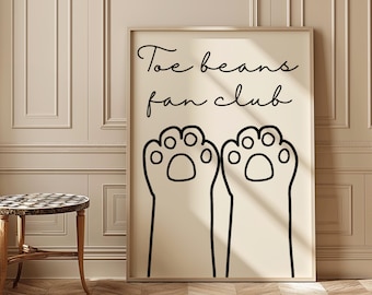 Minimalist Cat Paw Print: Fine Line Art, Toe Beans Fan Club