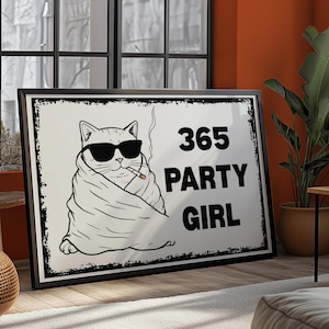 Party Cat Art Print: Brat Summer Music Wall Decor