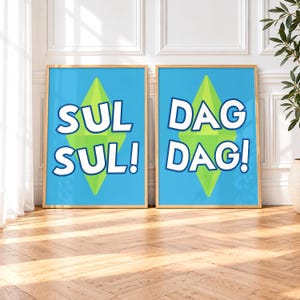 Sims Plumbob Set of 2 Prints. Game Themed Wall Art. Simmers Prints.