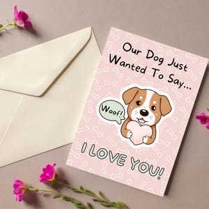 Paquet de 5 cartes de voeux, carte chien pour amoureux des chiens, cartes Je t'aime pour animaux de compagnie, ensemble de papeterie, cartes de correspondance vierges, messages manuscrits, mignon