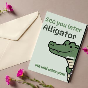 5er Pack Goodbye Alligator Grußkarten. Abschiedskarten, Glückkarten, Abschiedsbriefkarten, Bis später Grußkarten