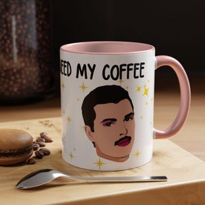God Knows I Need My Coffee, Freddie Queen Music Themed Mug. Office Humour Joke Coffee Mug. Coffee Cup. Punny Mug. Black, Red or Pink