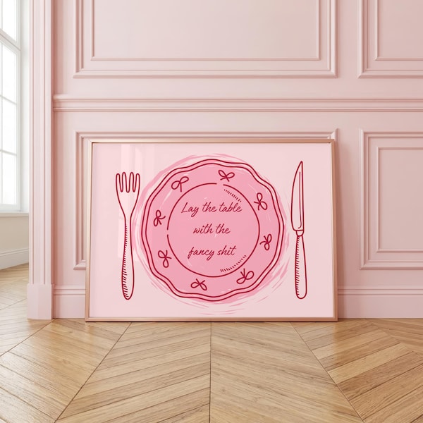 Lámina decorativa "Toléralo". Obra de arte "Prepara la mesa con la elegante mierda".