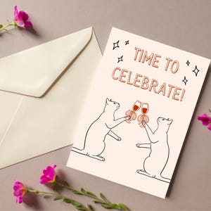 Lot de 5 cartes d'anniversaire, cartes de célébration pour les amoureux des chats, C'est l'heure de célébrer, L'heure de la fête, Ensemble de papeterie chat, Cartes manuscrites