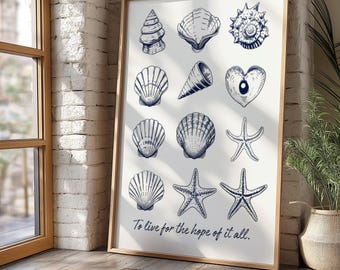 Seashells Nautical Wall Art Print: August Theme