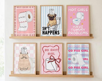 Funny Bathroom Wall Art Prints: Gallery Set Bundle
