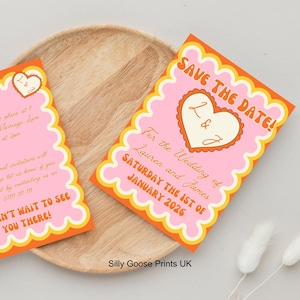 Personalized Groovy Save The Date Invitation Template