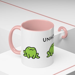 Mug, Cute Unhappy Frog Coffee Cup, Green Froggy Tea Mug, Fun Gift for Frog Lovers, Sad Frog Ceramic Mug, Animal Lover Gift