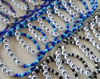 1-50-100-200-1000 Beaded Bracelet/Friendship Bracelet/Handmade Bracelet/Teacher Gift/Personalized Gift/School Spirit/Event Favors/Bulk Order
