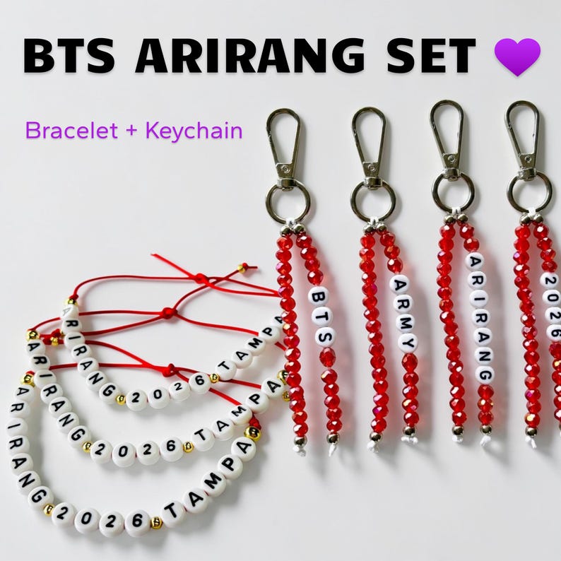 BTS Arirang Bracelet & Keychain Set, Kpop Bracelets, BTS Keychain, ARMY ...