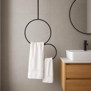 Toallero de techo - Toallero - Aro para colgar toallas - Accesorios de baño - Perchero de techo - Toallero metálico - Toallero de baño