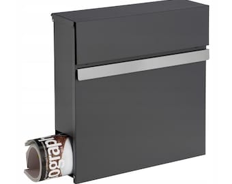 Brievenbus - stalen metalen brievenbus - moderne brievenbus aan de muur - buitenbrievenbus - housewarmingcadeau - antracietkleurige brievenbus - brievenbus met slot