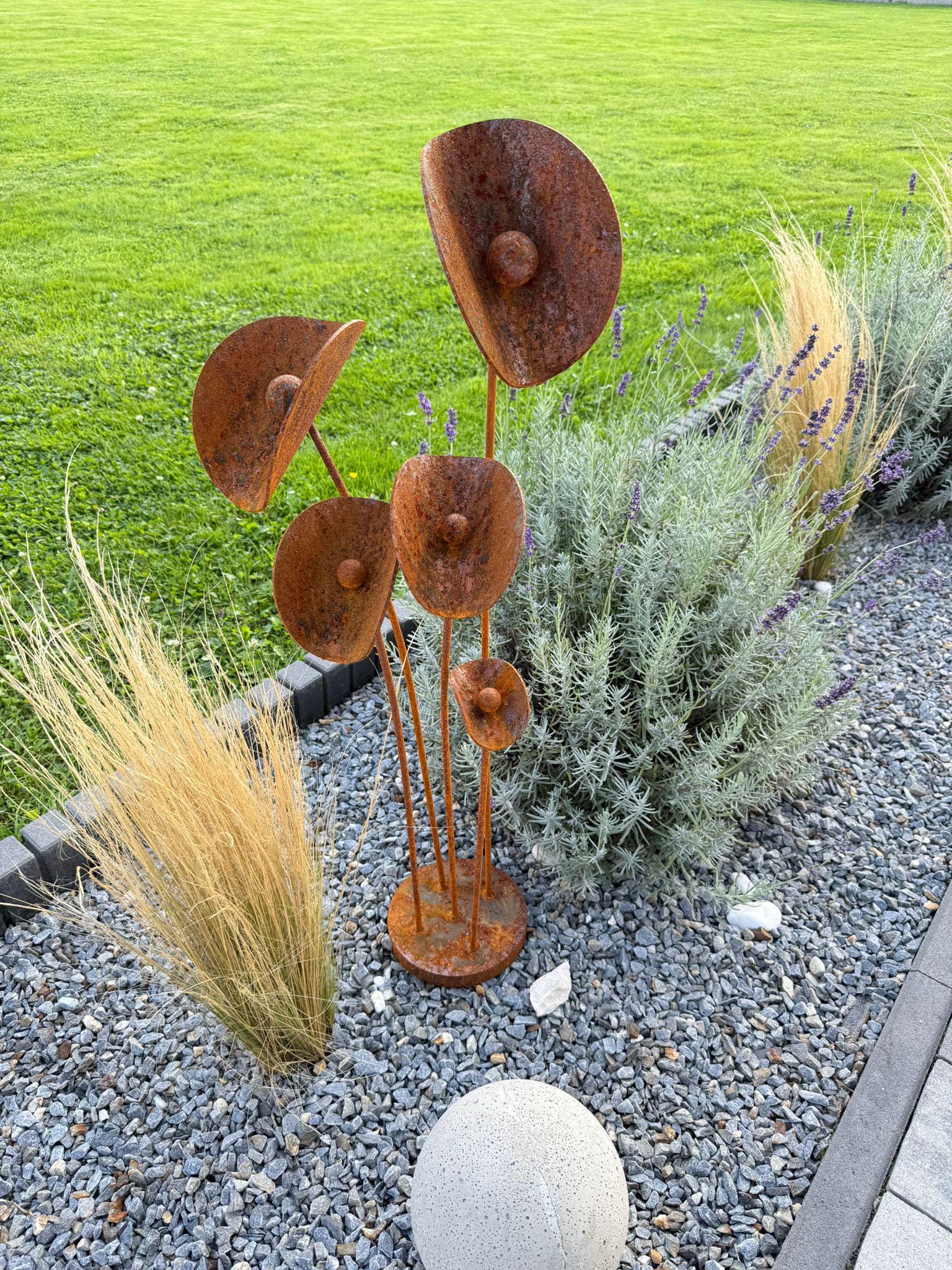 Decorazioni Giardino Cervi E Abeti Effetto Ruggine - Set 5 Pezzi Per