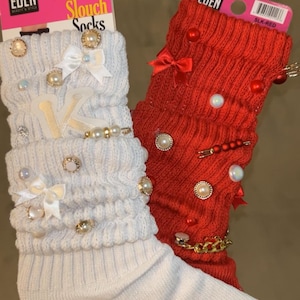 Handcrafted Jeweled Slouch Socks: Kids Charm Socks