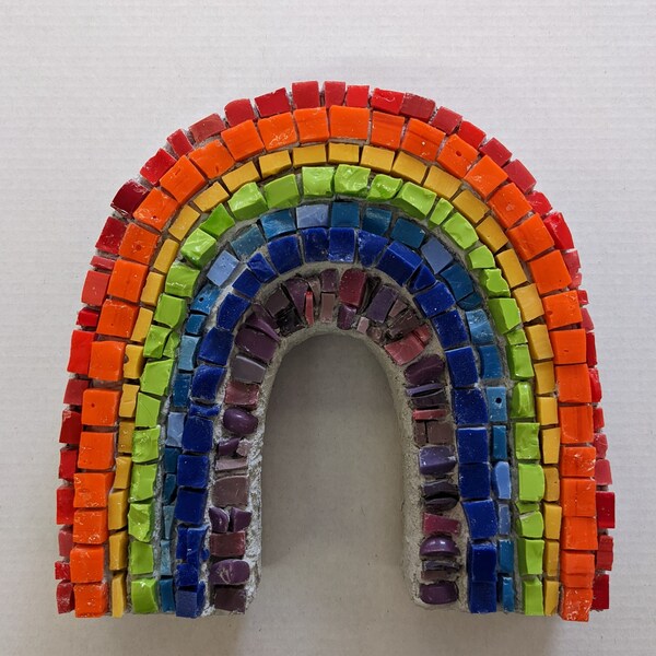 Mosaic Rainbow "Hopeful" -- mosaic art -- wall hanging -- Love