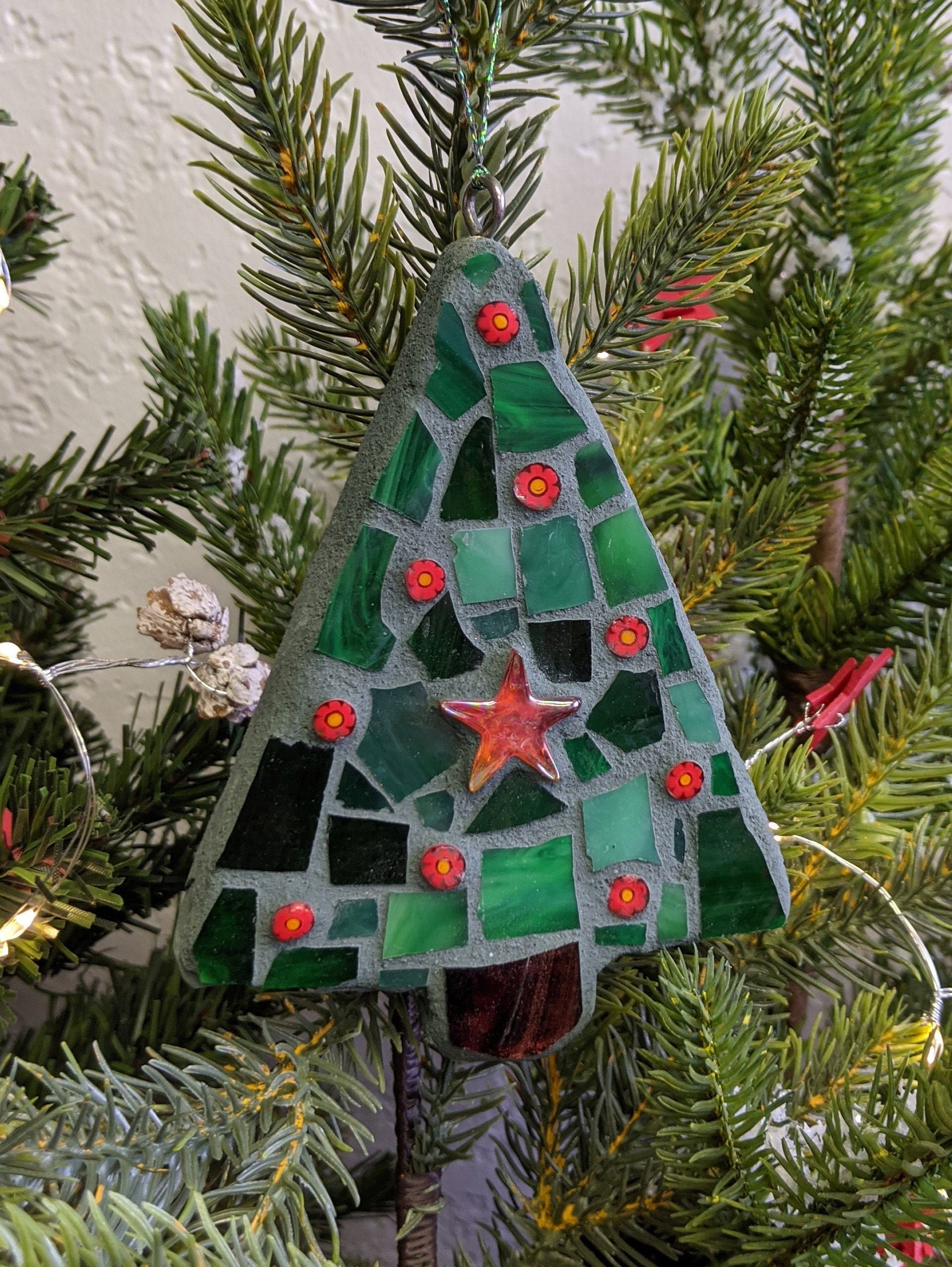 Mosaic Christmas Tree Ornament 5 handmade Christmas Etsy