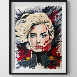Ritratto femminile forte – dipinto acrilico su carta | 50 x 65 cm | Espressivo – dipinto a mano – originale