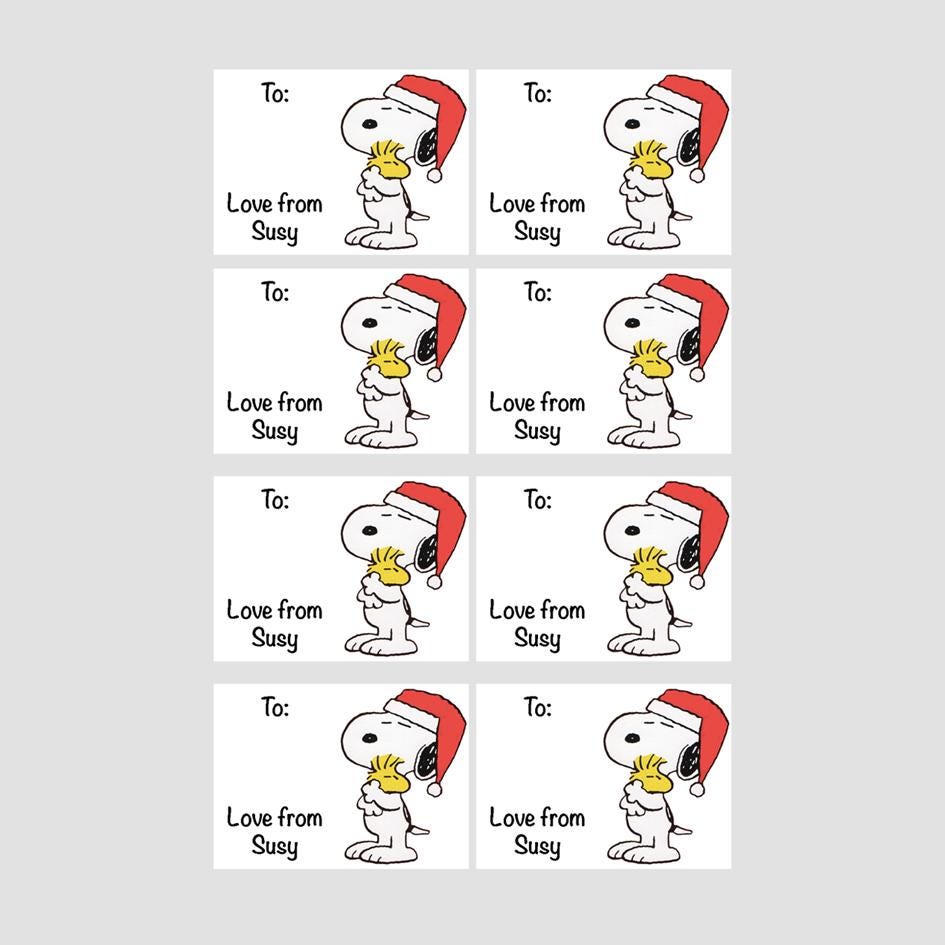 Christmas Stickers. 8 Labels. Matt Finish. Snoopy Inspired Labels - Etsy