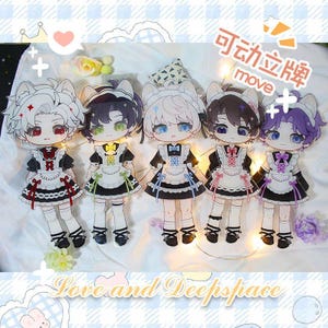 Movable Jointed Love and Deepspace Acrylic Stand, Kawaii Catboy Maid Chibi Character Desk Display, Otome Game Fan Merch Gift for Gamer Girls