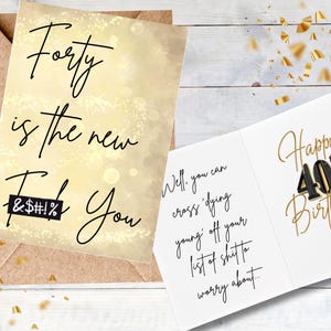 Divertente biglietto di auguri per il 40° compleanno stampabile per adulti, biglietto di auguri per il 40° compleanno "Fanculo" per adulti, biglietto di auguri per il 40° compleanno per adulti