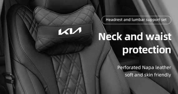 2x Kia  -Niro Sportage Sorento EV6 Ceed  Black Car Headrest Neck Support Pillow Pair Comfortable PU Leather UK STOCK