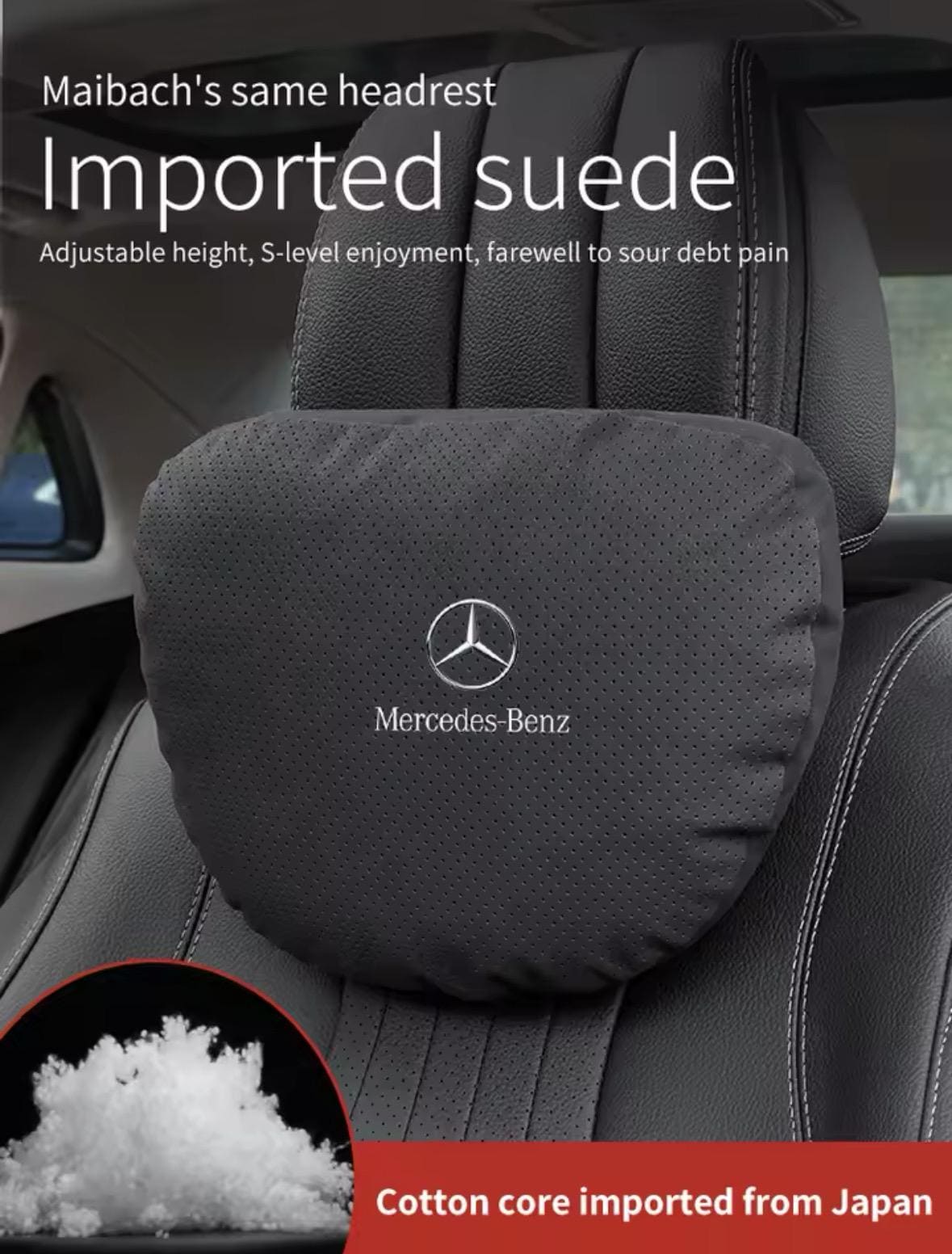 2x Mercedes Benz headrest pillows pair neck rest comfort styling A Class, B Class, C Class, E Class, S Class, Vito, Vianno, GLC, GLE, AMG