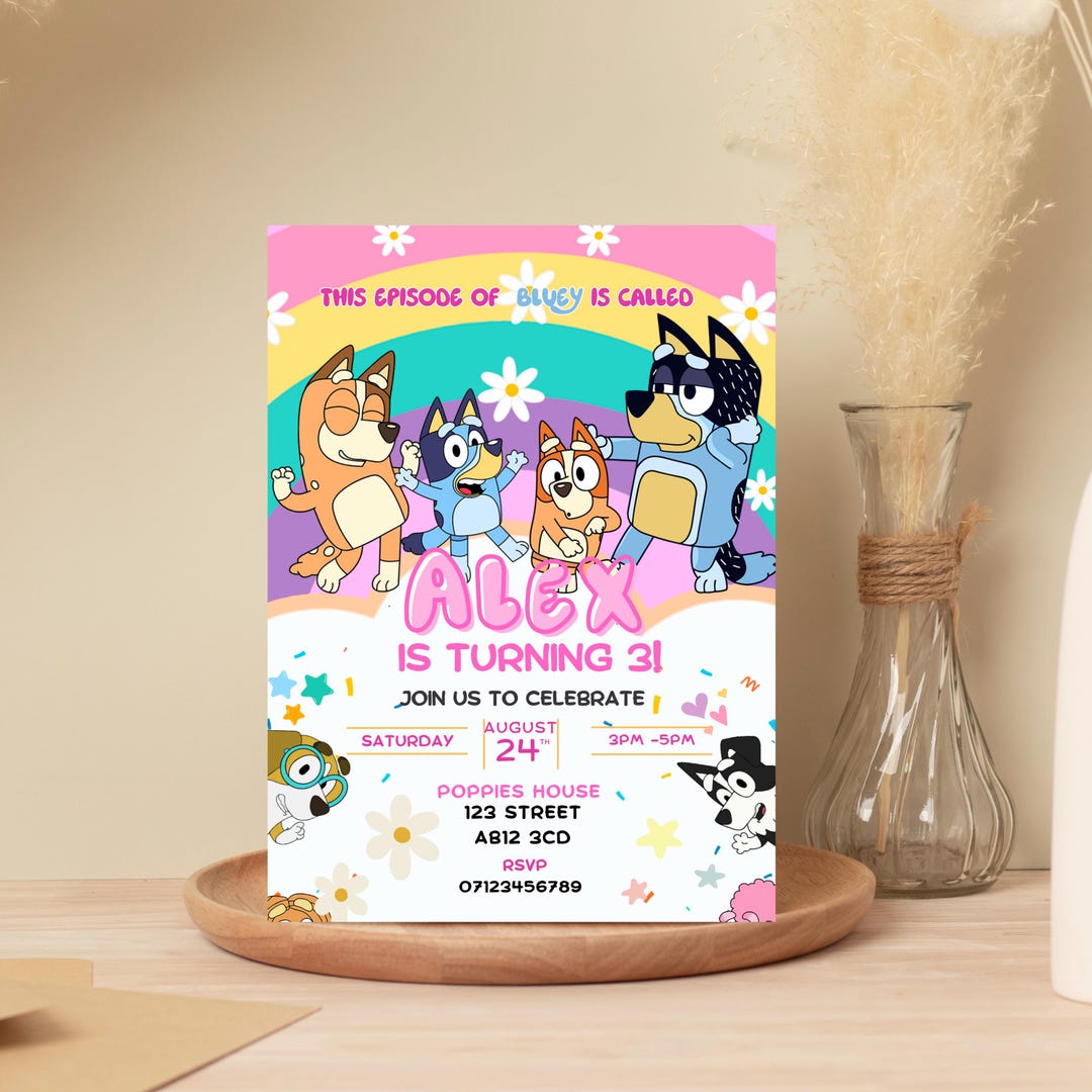 Bluey Birthday Invitation Template, Kids Party (digital) Bluey Invite