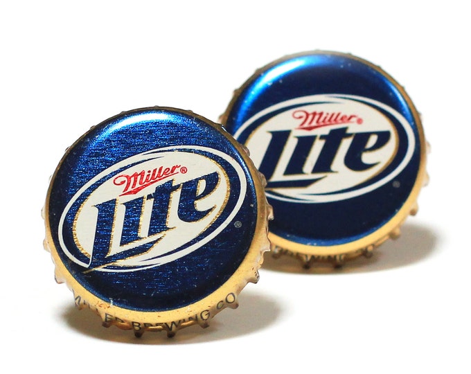 Blue and Gold Miller Lite Beer Bottle Cap Cufflinks Cuff Links Etsy