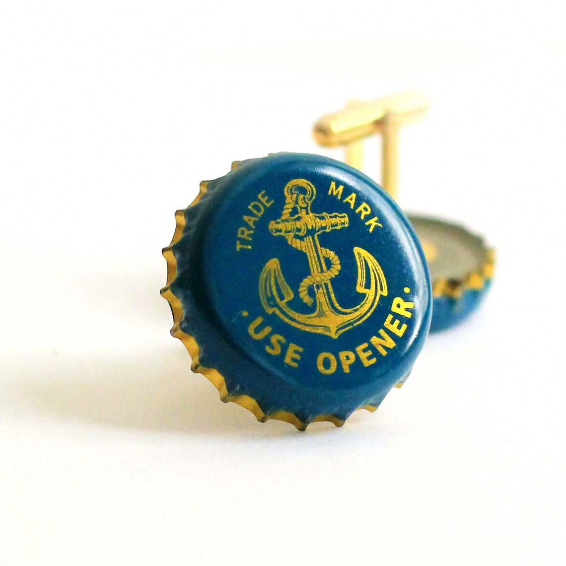 Blue Anchor San Francisco Beer Bottle Cap Cufflinks Cuff