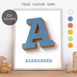 Benutzerdefinierte Name Druck, Shabby Holzbuchstabe, Kinderzimmer Dekor, Spielzimmer Poster, druckbare Wandkunst, digitaler Download.