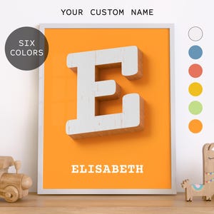 Benutzerdefinierte Name Druck, Shabby Holzbuchstabe, Kinderzimmer Dekor, Spielzimmer Poster, druckbare Wandkunst, digitaler Download.