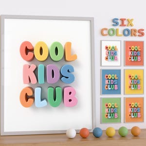 Cool Kids Club, Cartoon Brief, Inspirierend Zitat, Kinderzimmer Dekor, Kinderzimmer Drucke, Spielzimmer Poster, druckbare Wandkunst, digitaler Download