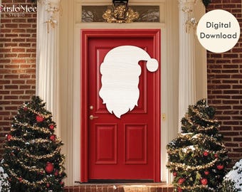 Life Size Santa Head Template Cutout DIY Silhouette Trace Outdoor Yard Decor Christmas Woodworking Stencils Printable PDF (Style 7)