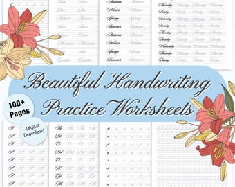 Beautiful Cursive Handwriting Art Workbook, Printable Tracing Sheets, Improve Handwriting with Letters, Words, Sentences, Stories & Quotes