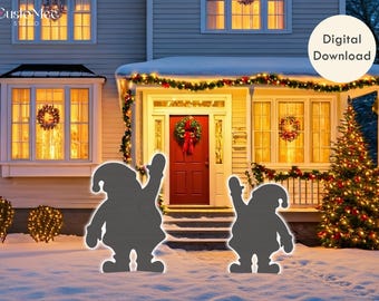 等身大サンタのテンプレート切り抜きDIYシルエットトレース屋外庭装飾クリスマス木工ステンシルパターンPDF即時ダウンロード（スタイル5）
