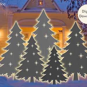 Life Size Christmas Tree Template Cutout DIY Silhouette Trace Outdoor Scene Yard Décor Woodworking Stencils PDF Instant Download (Style 3)