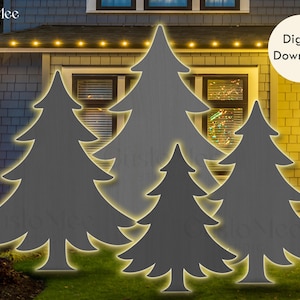 Life Size Christmas Tree Template Cutout DIY Silhouette Trace Outdoor Scene Yard Décor Woodworking Stencils PDF Instant Download (Style 5)
