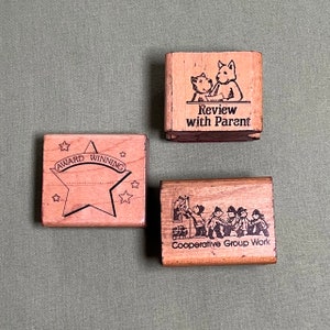 CHOOSE - Vintage Teacher Homework School Rubber Stamps Large - USED